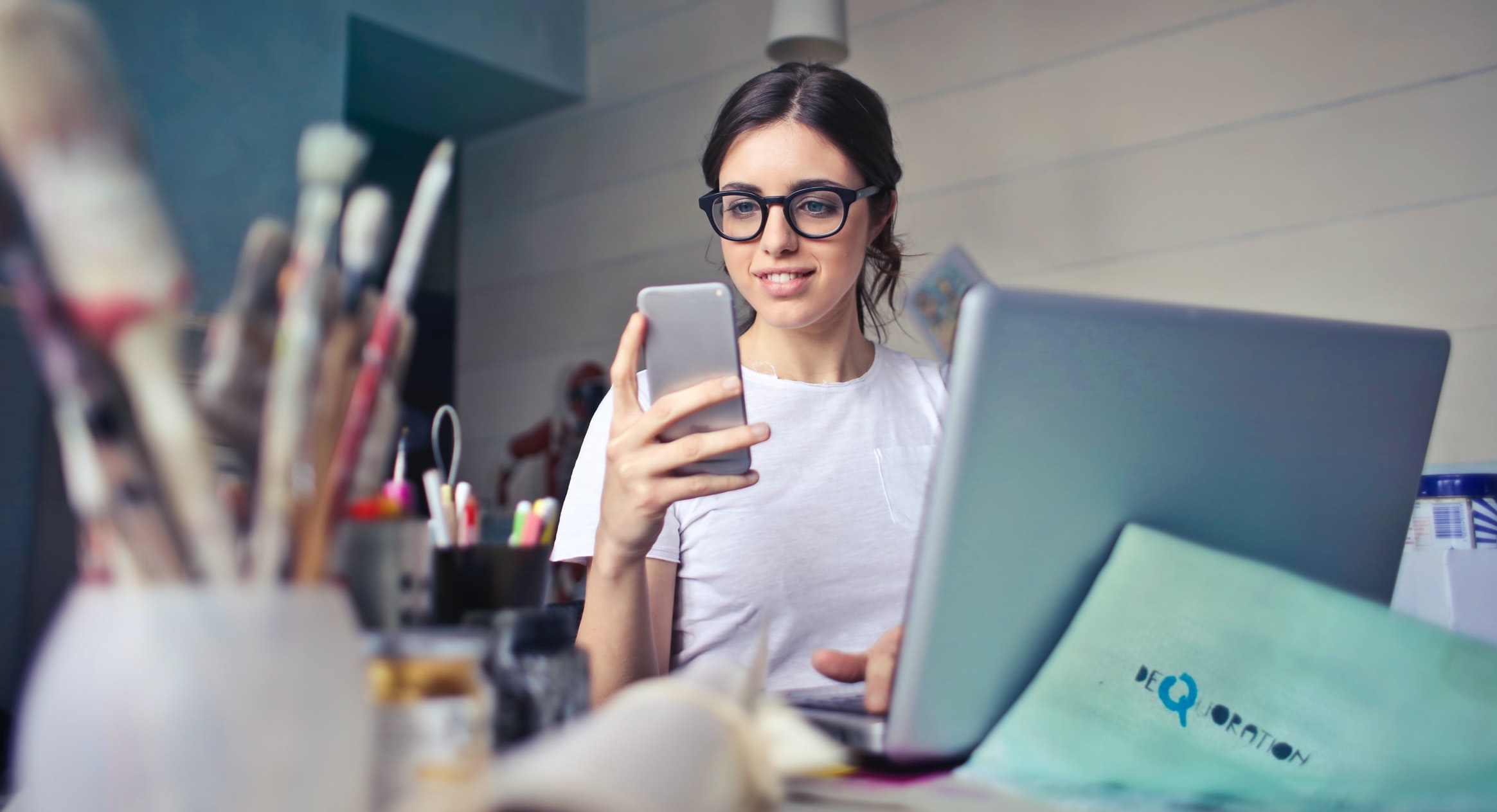 woman working remotely